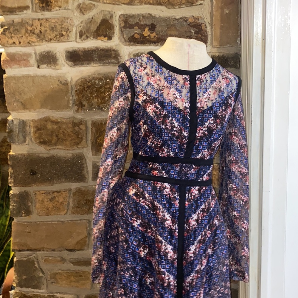 Lace overlay dress with brown tall boots outfit